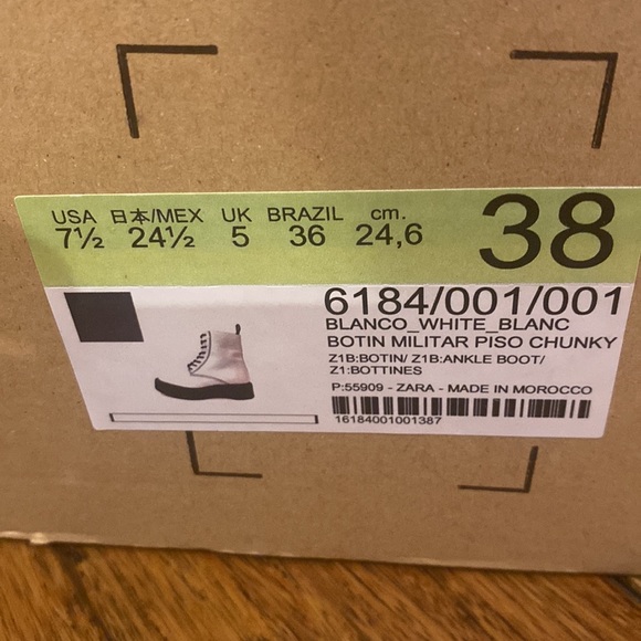 Zara white chunky lace up boots - Picture 5 of 9